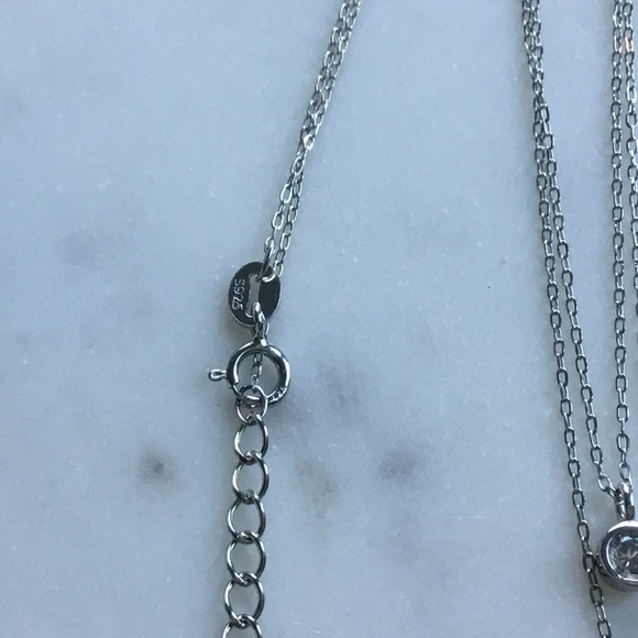 Sterling Silver Double Layer Cz Necklace - Picture 12 of 12